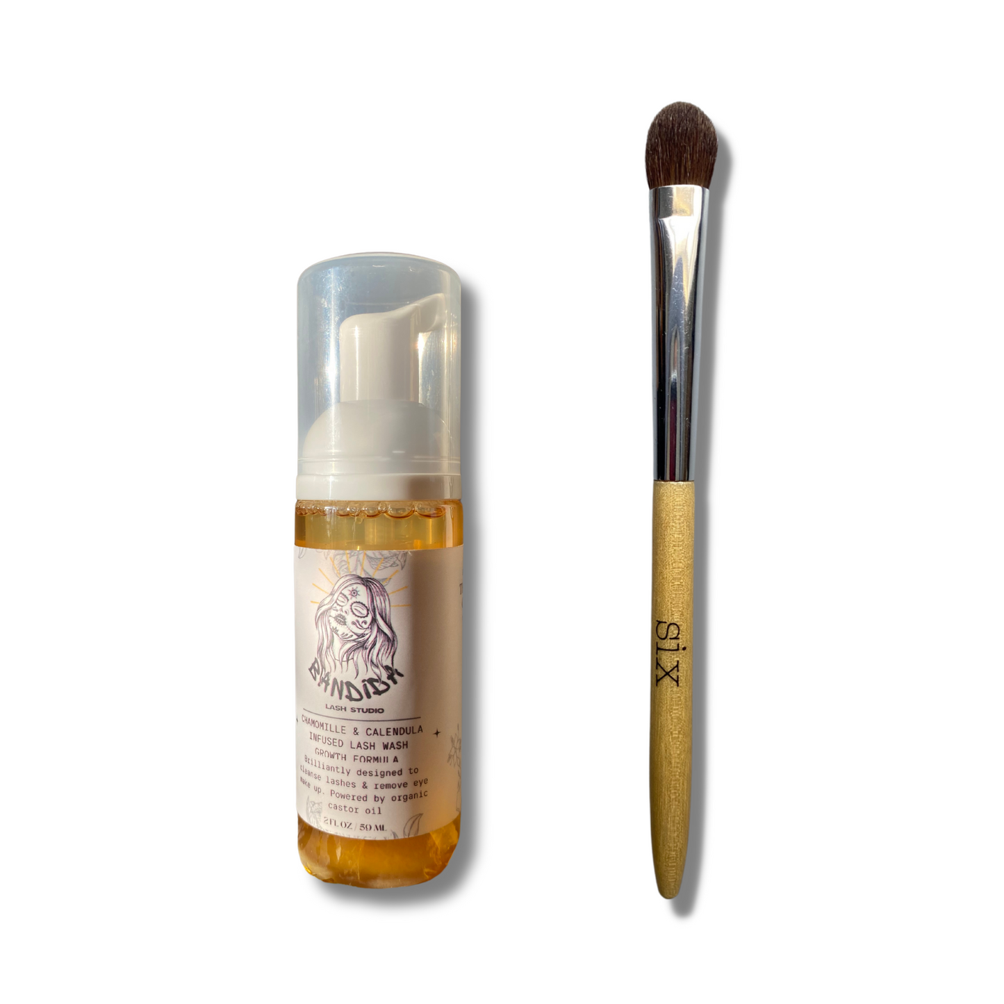 Eyelash Extension Shampoo + Brush Foaming Lash Wash infused with Organic Chamomile & Calendula, powered by Organic Castor Oil 2oz