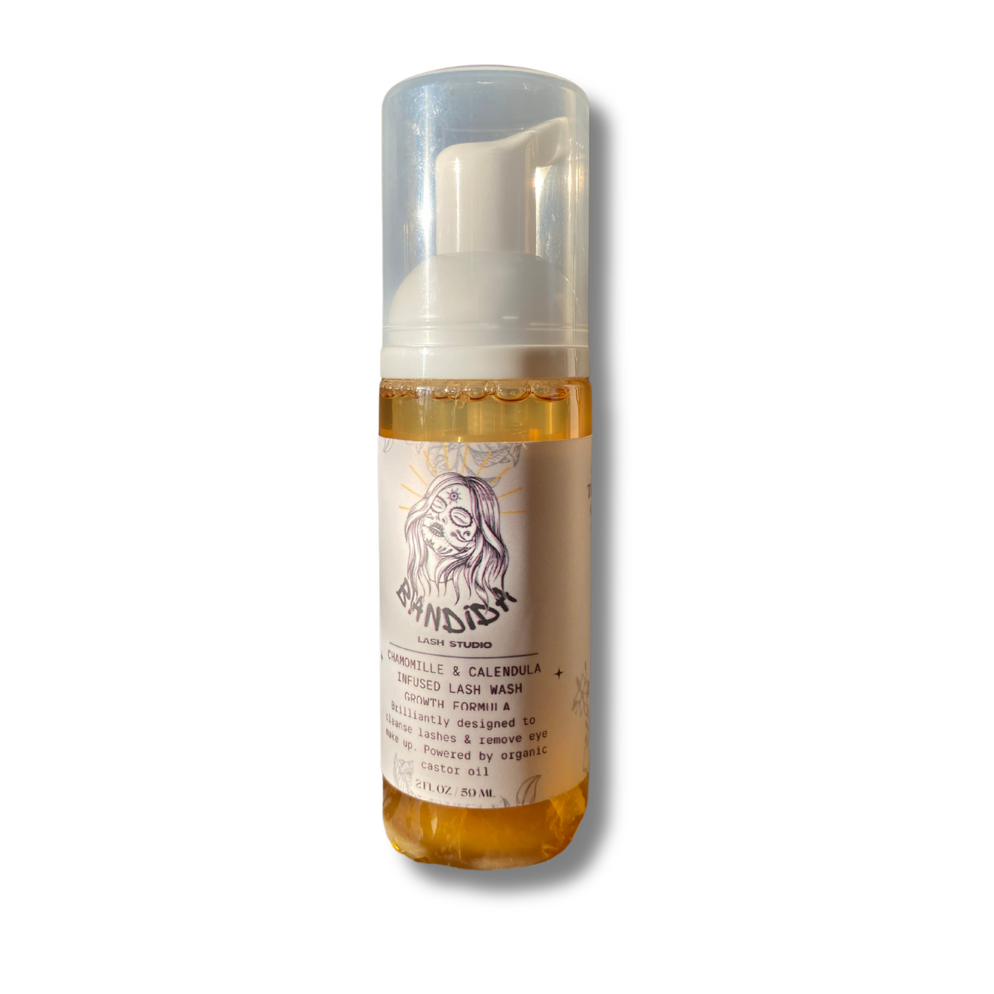 Eyelash Extension Shampoo + Brush Foaming Lash Wash infused with Organic Chamomile & Calendula, powered by Organic Castor Oil 2oz