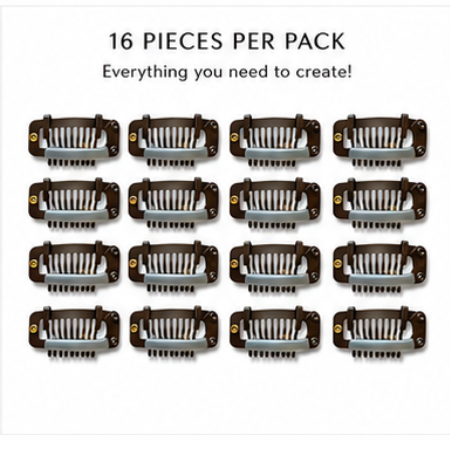Snap On Wig Clips No Seams or Needles Wig Making DIY Convert Hair Extensions into Clip Ins 16 pieces