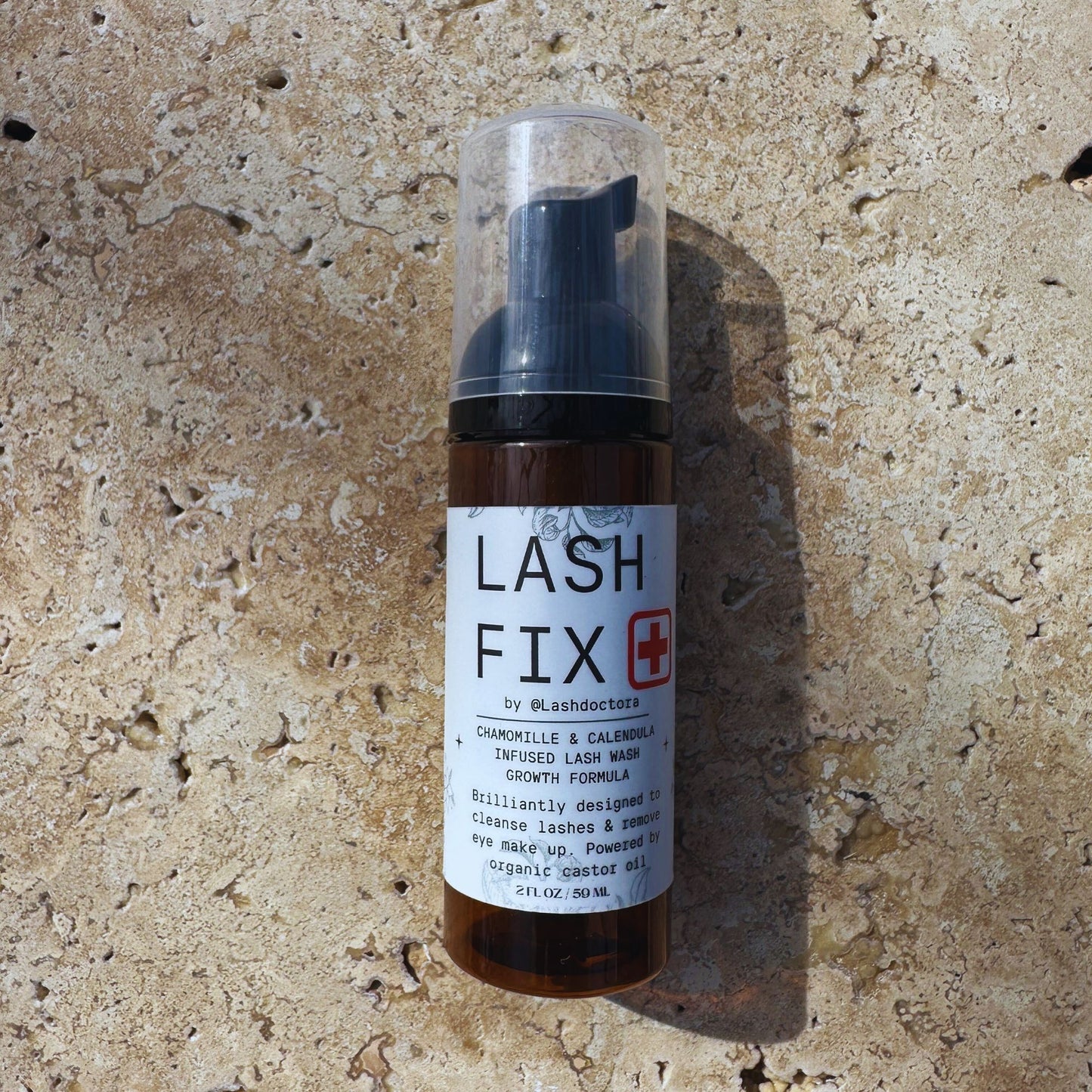 Eyelash Extension Shampoo + Brush Foaming Lash Wash infused with Organic Chamomile & Calendula, powered by Organic Castor Oil 2oz