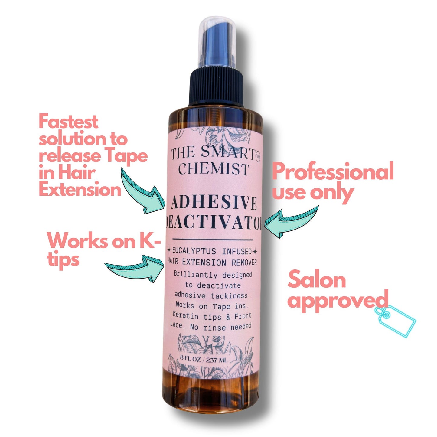 Adhesive Deactivator Remover for Tape In Hair Extensions 8 oz