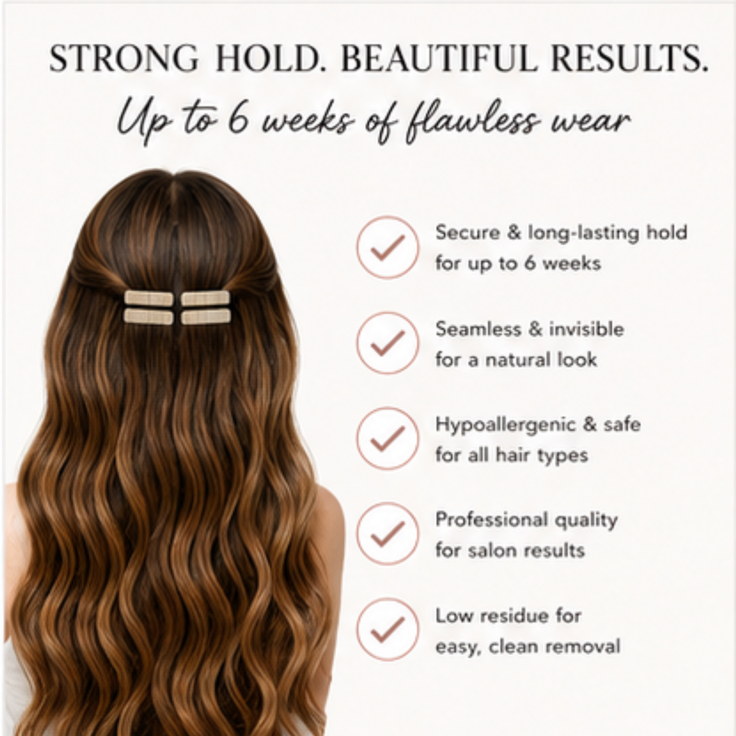 Double Sided Tape for Hair Extensions, Strong Hold Replacement Tape for Tape In Extensions 60 tabs 60 Tabs