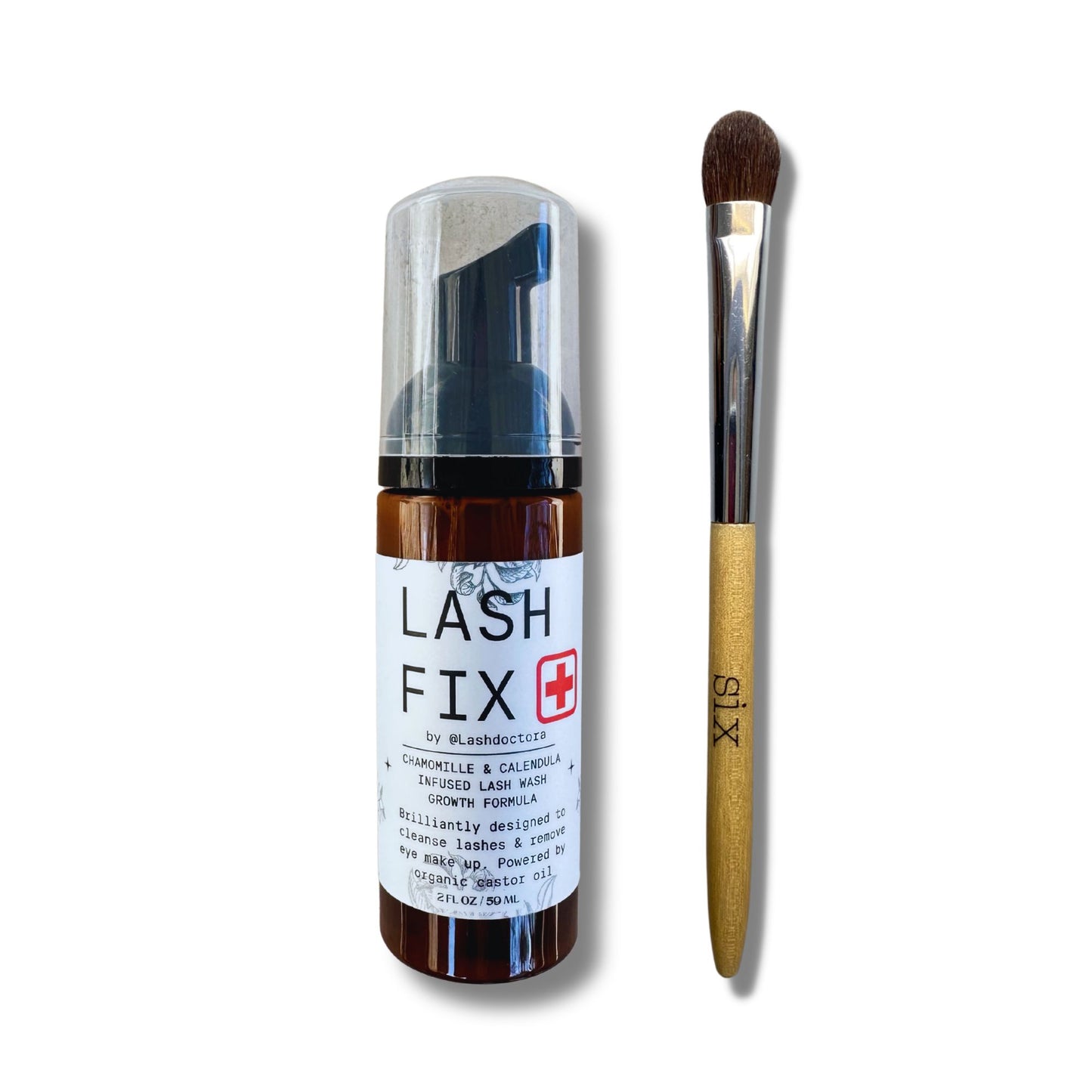 Eyelash Extension Shampoo + Brush Foaming Lash Wash infused with Organic Chamomile & Calendula, powered by Organic Castor Oil 2oz