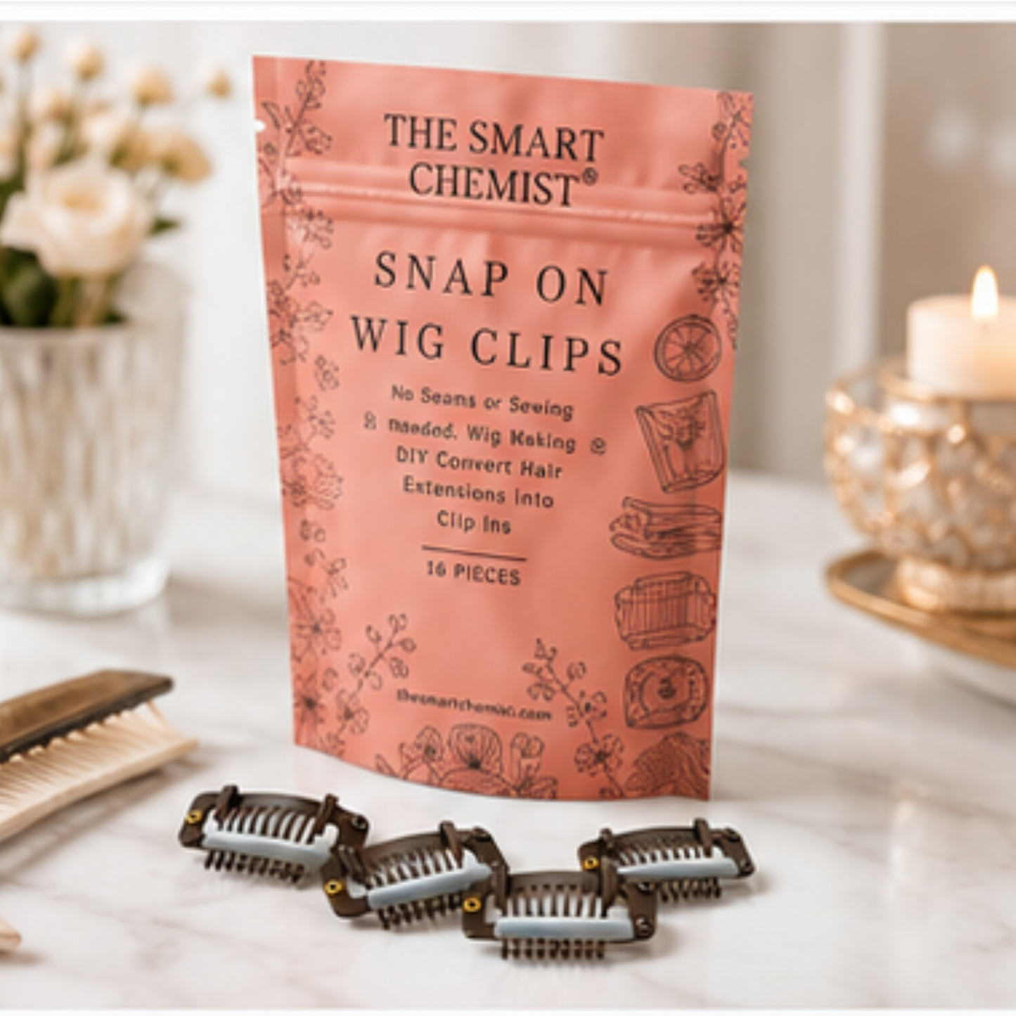 Snap On Wig Clips No Seams or Needles Wig Making DIY Convert Hair Extensions into Clip Ins 16 pieces