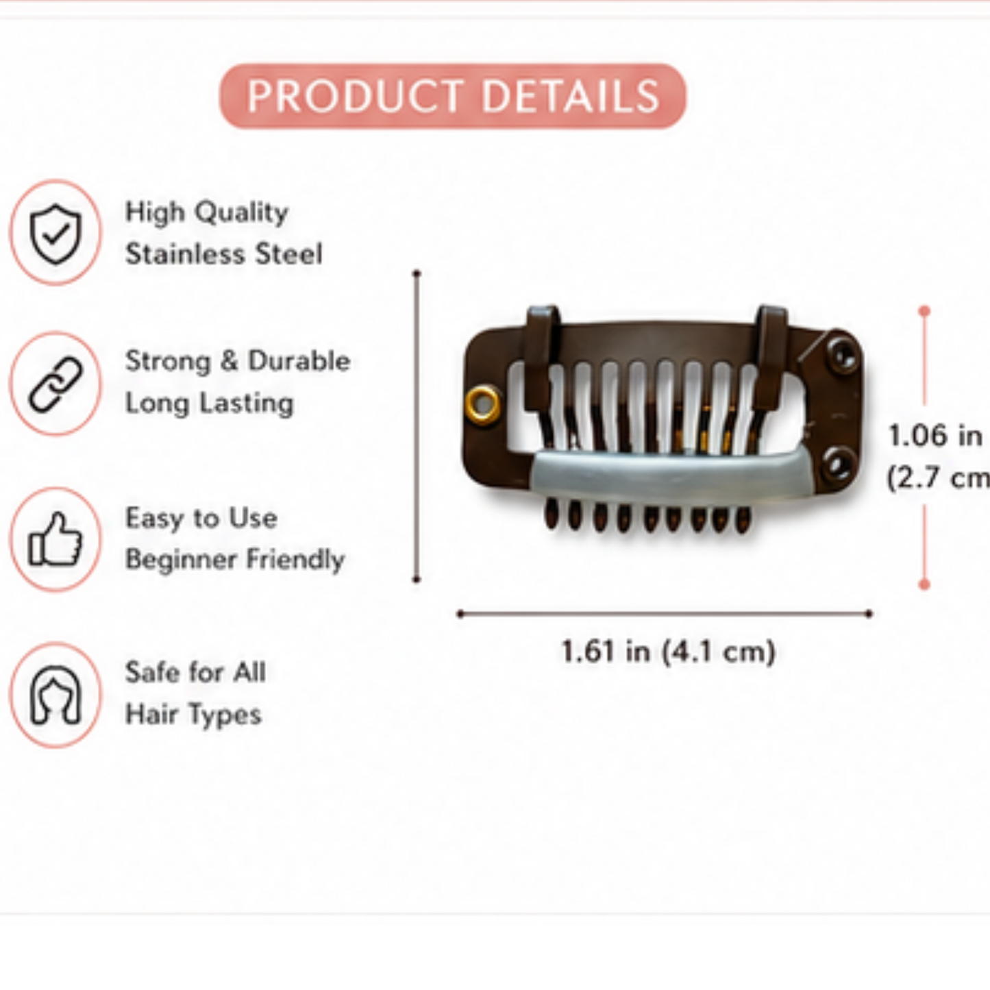 Snap On Wig Clips No Seams or Needles Wig Making DIY Convert Hair Extensions into Clip Ins 16 pieces